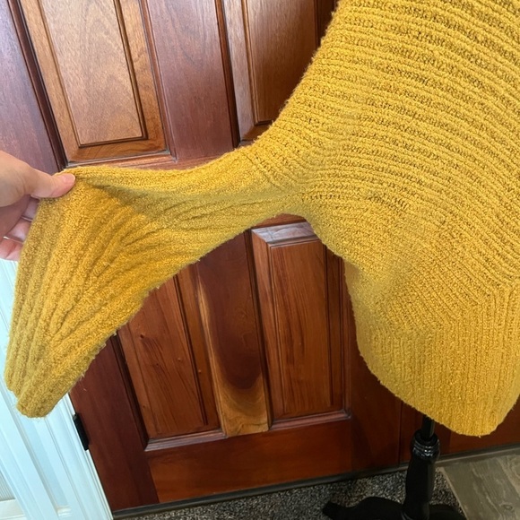 Anthropologie Sleeping on Snow Cardigan Sweater XS Caramel Mustard Yellow - Picture 7 of 12